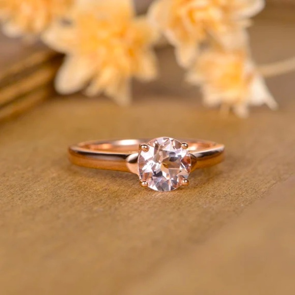 14k Rose Gold Morganite Solitaire Engagement Anniversary Ring